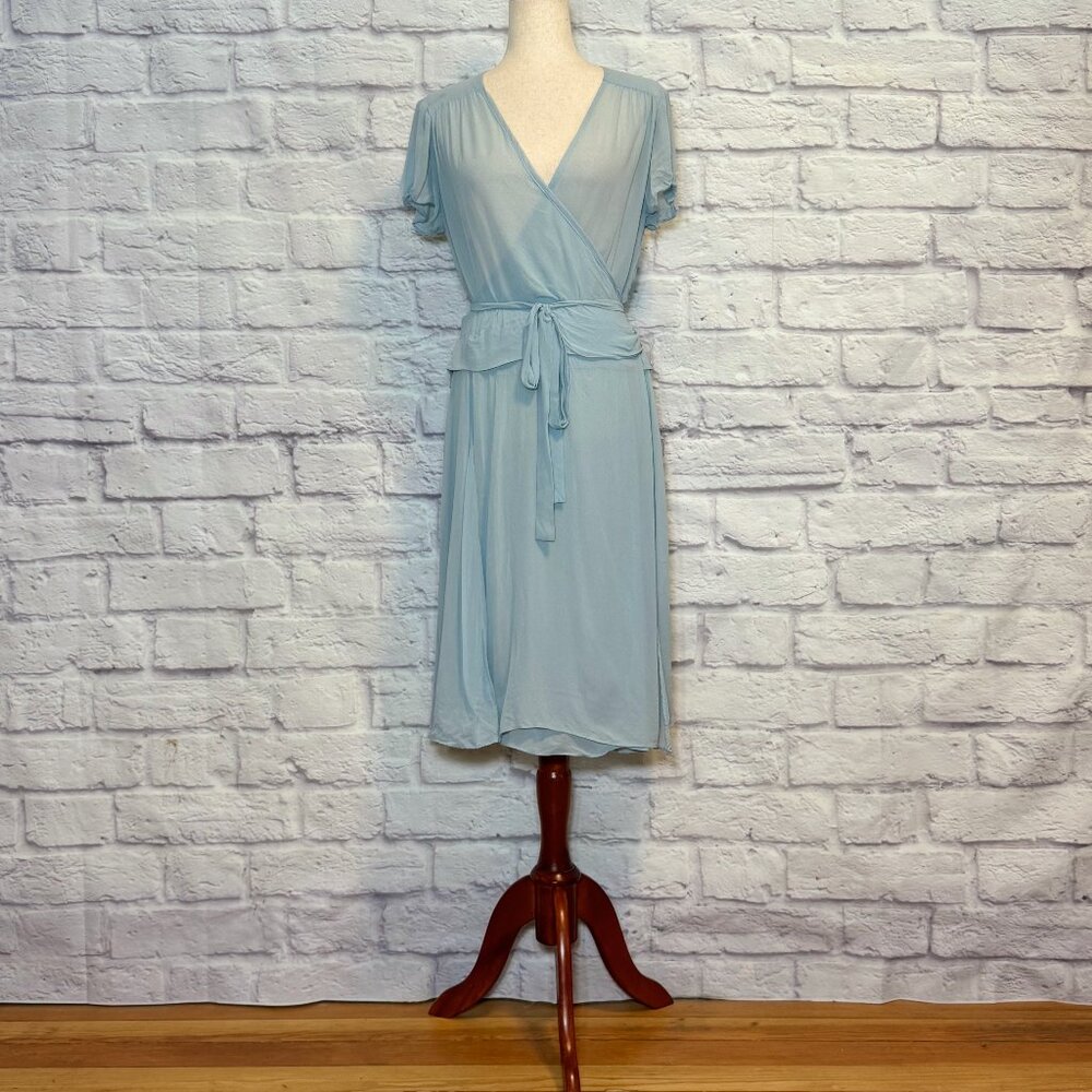 Calypso Christiane Celle Light Blue Silk Wrap Dress